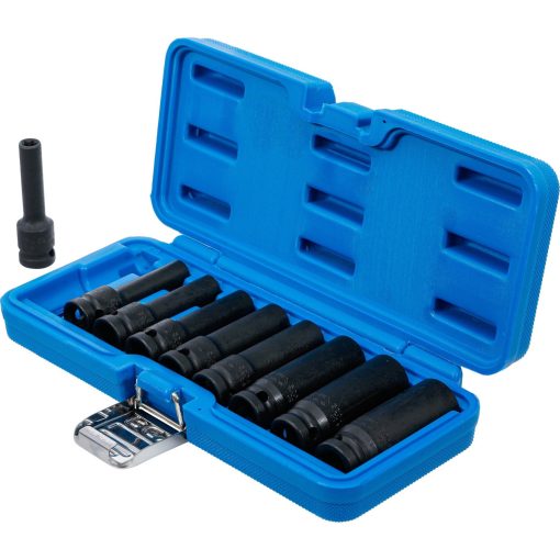 Hosszított E-profilú dugókulcs készlet, 1/2" meghajtás, E10–E24, 9db