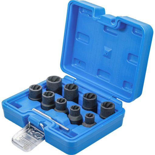 Spirálprofilos csavarkiszedő dugókulcs készlet, 1/2", 10–19mm, 10db