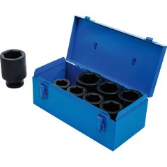   Mély hatszögletű ütvecsavarozó dugókulcs készlet, 1", 27–50mm, 8db