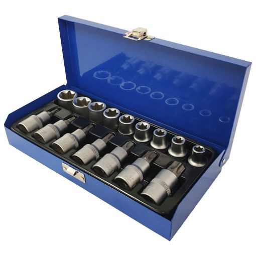 Torx bit- és dugókulcs készlet, 17db-os, 1/2"
