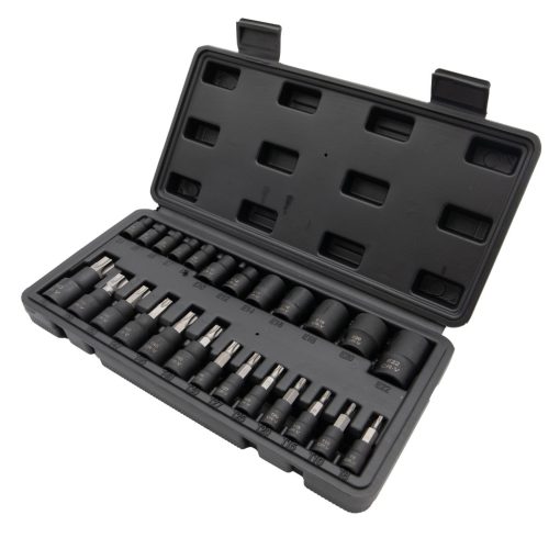 Torx és E-aljzat készlet, T8-T60, E4-E22, 25db