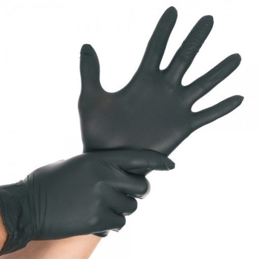 Nitril kesztyű, púdermentes, fekete, 10/XL méret, 250db/csomag