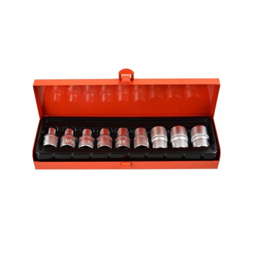 E-Torx dugókulcs készlet, E10-E24, 1/2"-es négyzet meghajtás, 9db-os