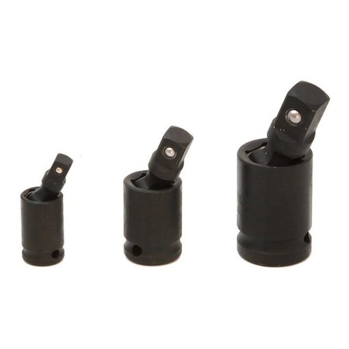 3db-os csuklós dugókulcs készlet ütvecsavarozóhoz, 1/2", 3/8", 1/4"-os szögletes meghajtó