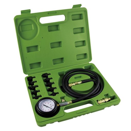Olajnyomásmérő készlet, gyors csatlakozós tömlő, 10db adapter 
