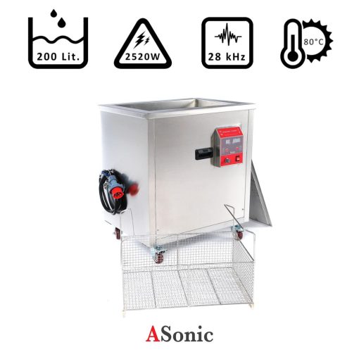 Ultrahangos tisztító 200l, 2520W, 28kHz, 80°C