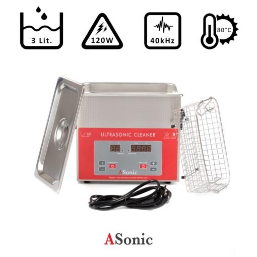 Ultrahangos tisztító 2,8l, 120W, 40kHz, 80°C