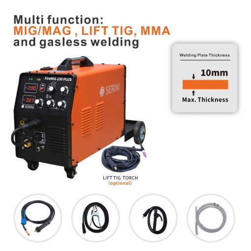 FireMIG 230 PLUS IGBT inverteres MIG/MAG/MMA/Flux cored/Lift TIG hegesztőgép, 1ph