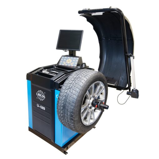 Kerékkiegyensúlyozó, centírozó gép 10"-24", automatikus kerékadat adatbevitel, 17" LED monitor, többnyelvű interfész