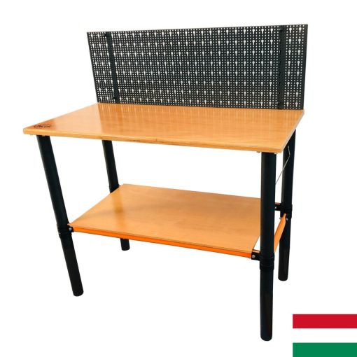Moduláris munkaasztal polccal és szerszámtartó hátfallal 125x62x105cm